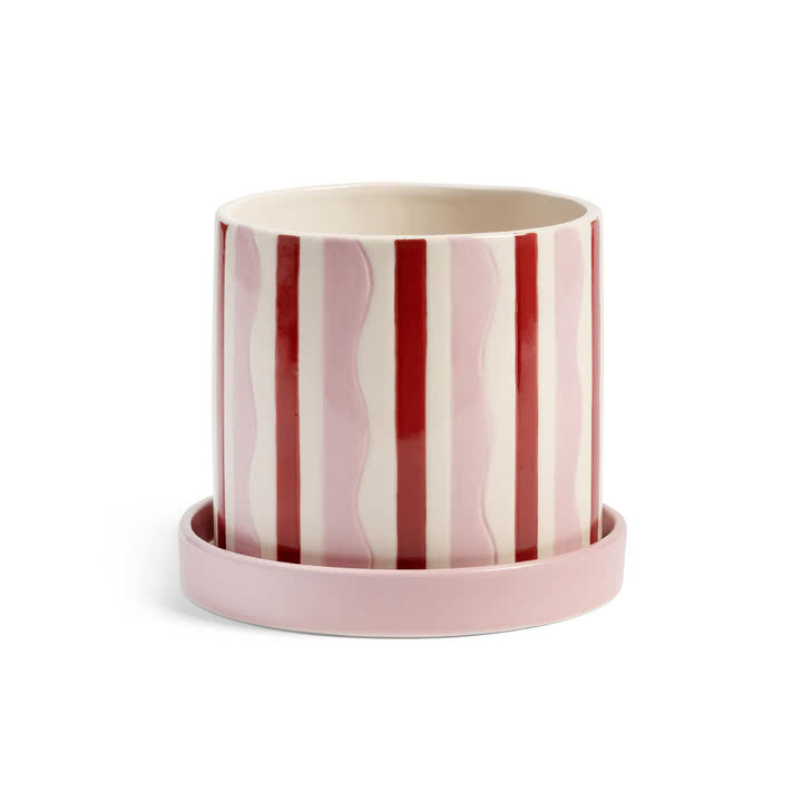 & klevering - Clash bloempot met schotel, wiebel, Ø 15,5 x 13,5 cm, roze / rood / wit