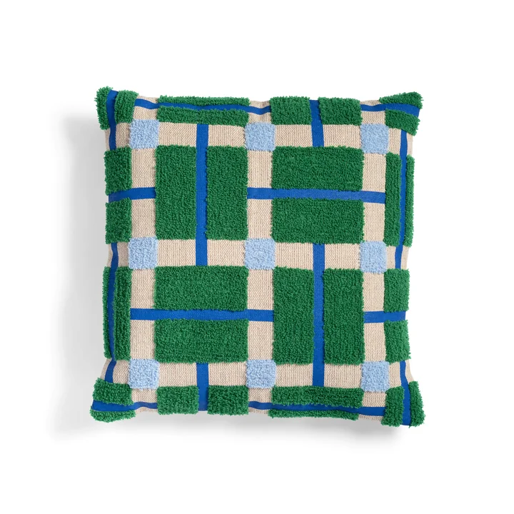 & klevering - Plano kussen 40 x 40 cm, blauw / groen