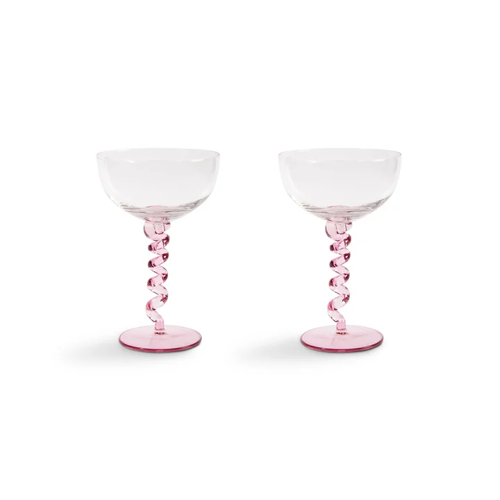 & klevering - Coupe Spiraal champagneglas, 0,2 l, roze (set van 2)