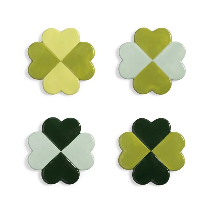 & klevering - Lucky Clover onderzetter, Ø 10 cm, groen (set van 4)