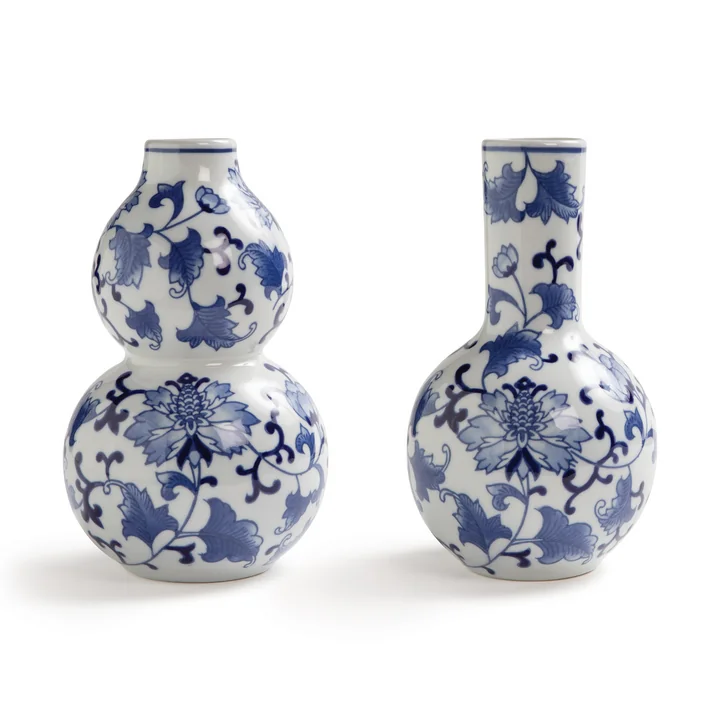 & klevering - Dutch Delight vaas 20 x Ø 12 cm, blauw / wit (set van 2)