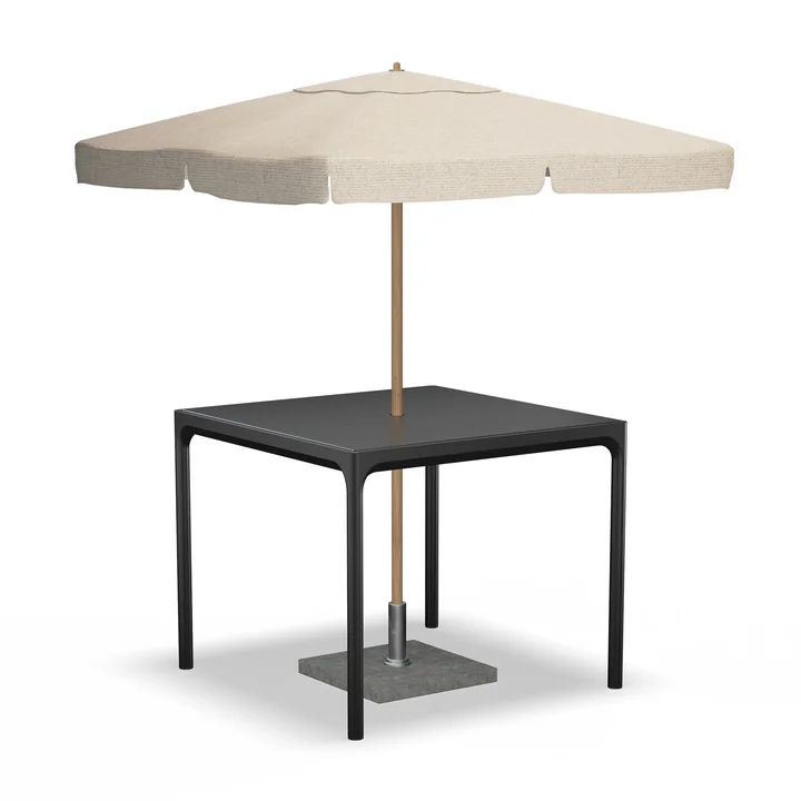 HOUE - Four Buitentafel, 90 x 90 cm, zwart met parasol