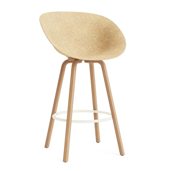 Normann Copenhagen - Mat barkruk met armleuningen 75 cm, hennep /creme