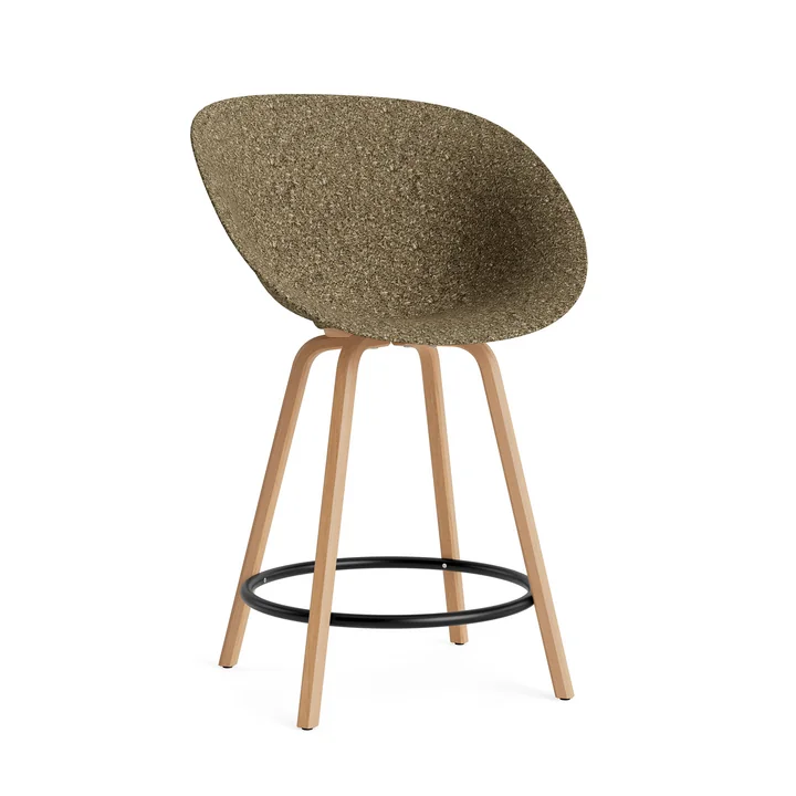 Normann Copenhagen - Mat barkruk met armleuningen 65 cm, zeewier / zwart