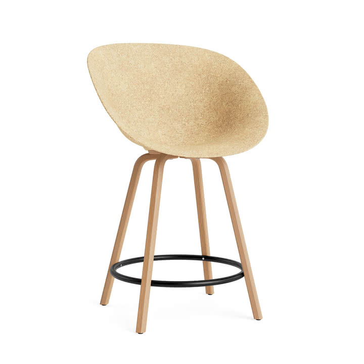 Normann Copenhagen - Mat barkruk met armleuningen 65 cm, hennep / zwart