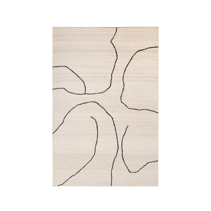Ferm Living - Gesso jute vloerkleed, 170 x 240 cm, gebroken wit / donker vijg