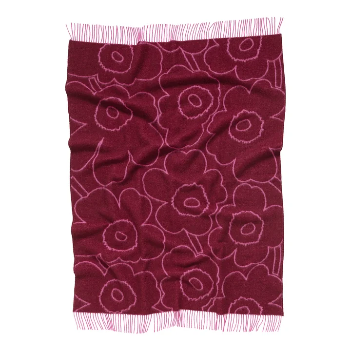 Marimekko - Piirto Unikko wollen deken, 130 x 170 cm, bordeaux / fuchsia