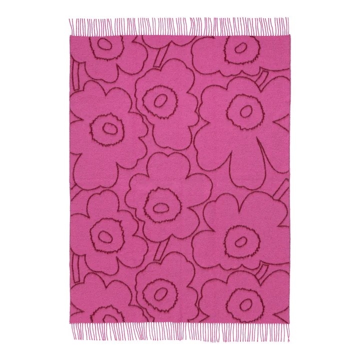Marimekko - Piirto Unikko wollen deken, 130 x 170 cm, bordeaux / fuchsia