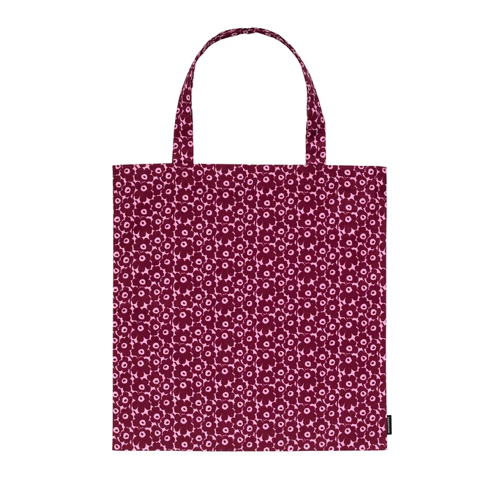 Marimekko - Pikkuinen Unikko boodschappentas, roze/donkerrood