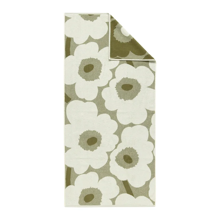 Marimekko - Unikko Badhanddoek 70 x 150 cm, ombergroen/crème