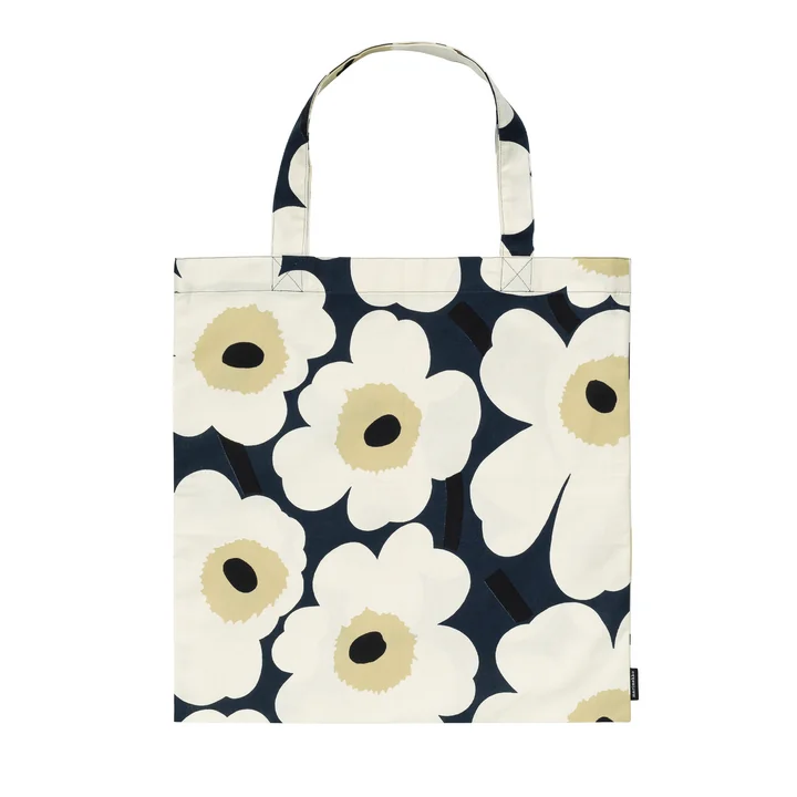Marimekko - Pieni Unikko Boodschappentas, middernachtblauw / crème / hooi