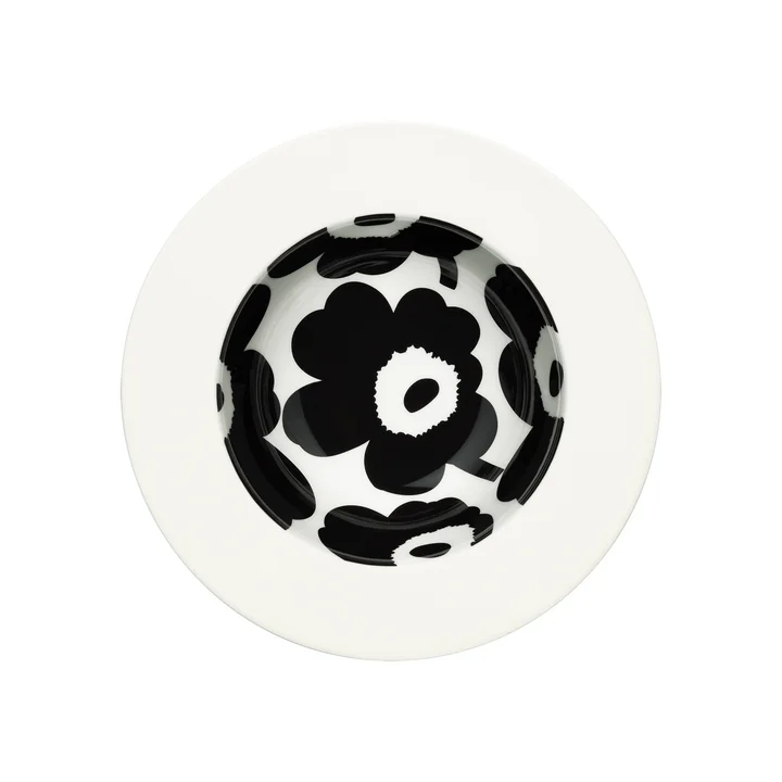 Marimekko - Oiva Unikko diep bord, Ø 20 cm, wit / zwart