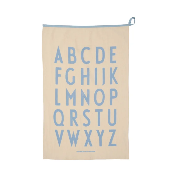 Design Letters - Premium Classic theedoek, naturel / lichtblauw