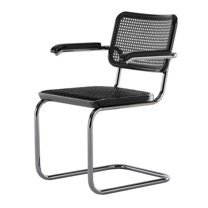 Thonet - S 64 V Serious Fauteuil, titanium / grafietzwart / vlechtwerk met kunststof steunstof (JS. by Jil Sander)
