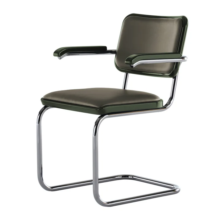 Thonet - S 64 P Serious Fauteuil, titanium / grafietgroen (JS. by Jil Sander)