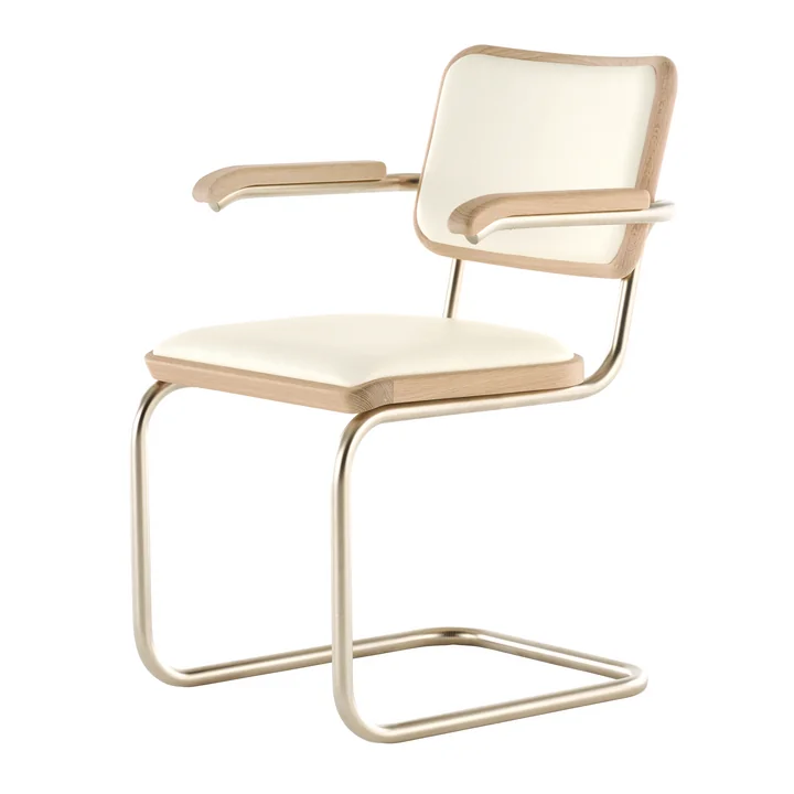 Thonet - S 64 P Nordic Fauteuil, nickelsilver / geolied eiken, wit gepigmenteerd / alabaster white (JS. by Jil Sander)