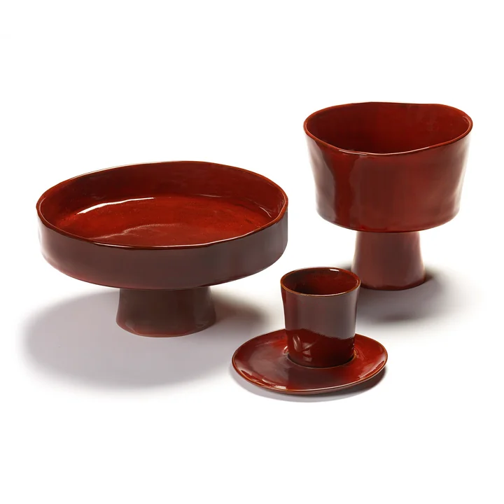 Serax - La Mère diep bord met voet L, Venetiaans rood