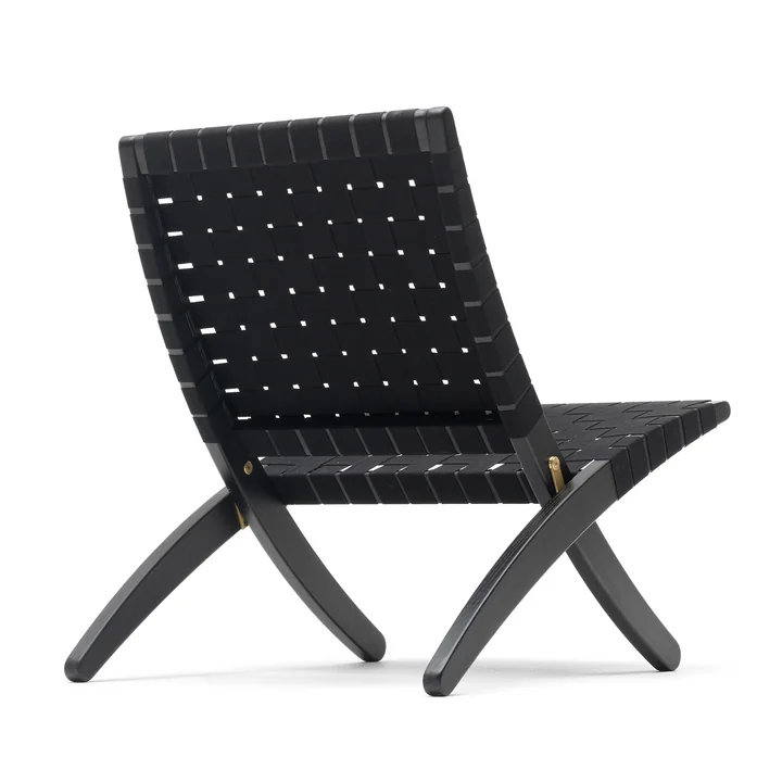 Carl Hansen - MG501 Cuba Stoel, zwart gelakt eiken / zwart / messing beslag (Limited Edition)