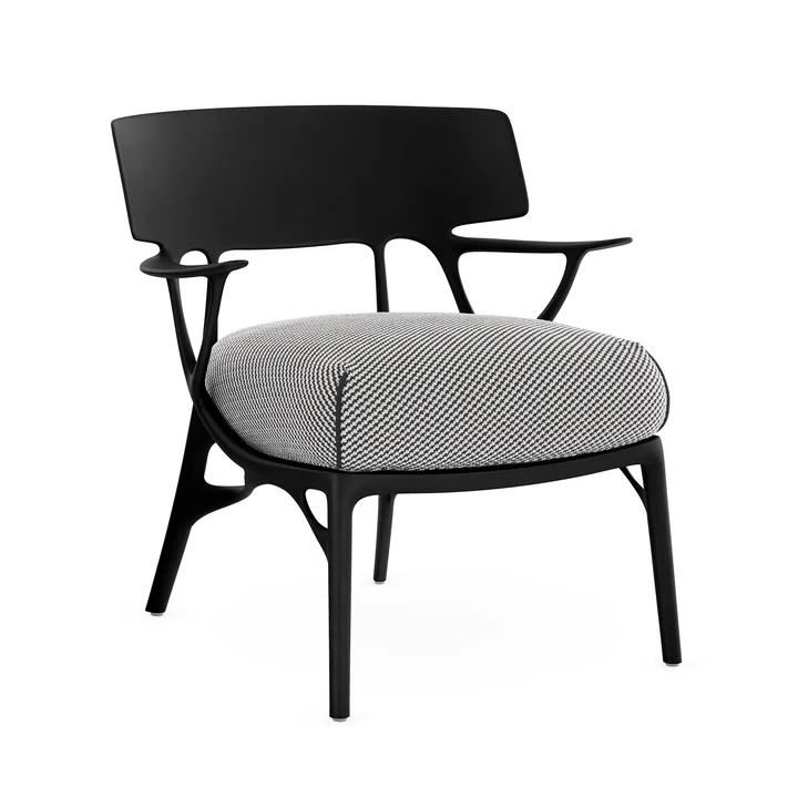 Kartell - A.I. Outdoor Loungestoel, zwart/wit-zwart (keperstof)