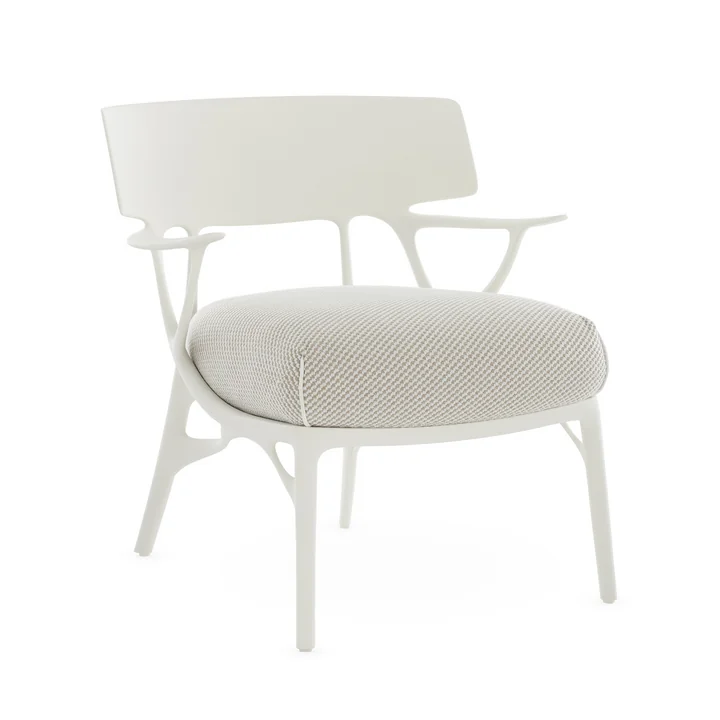 Kartell - A.I. Outdoor Loungestoel, wit / wit-beige (keperstof)
