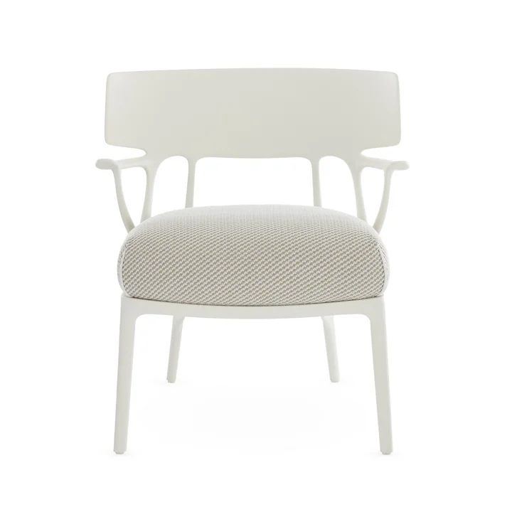 Kartell - A.I. Outdoor Loungestoel, wit / wit-beige (keperstof)