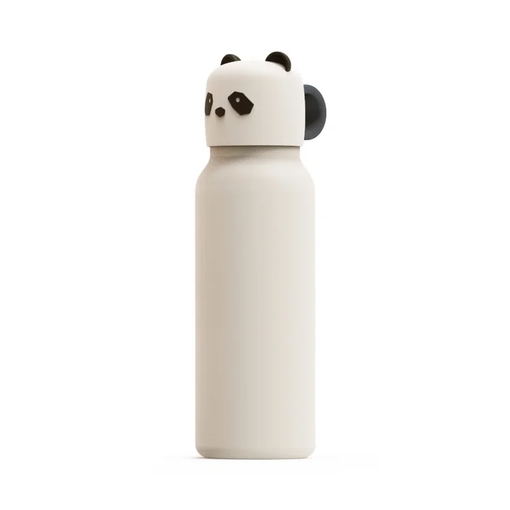 LIEWOOD - Falk waterfles met panda deksel, 350 ml, zandkleurig