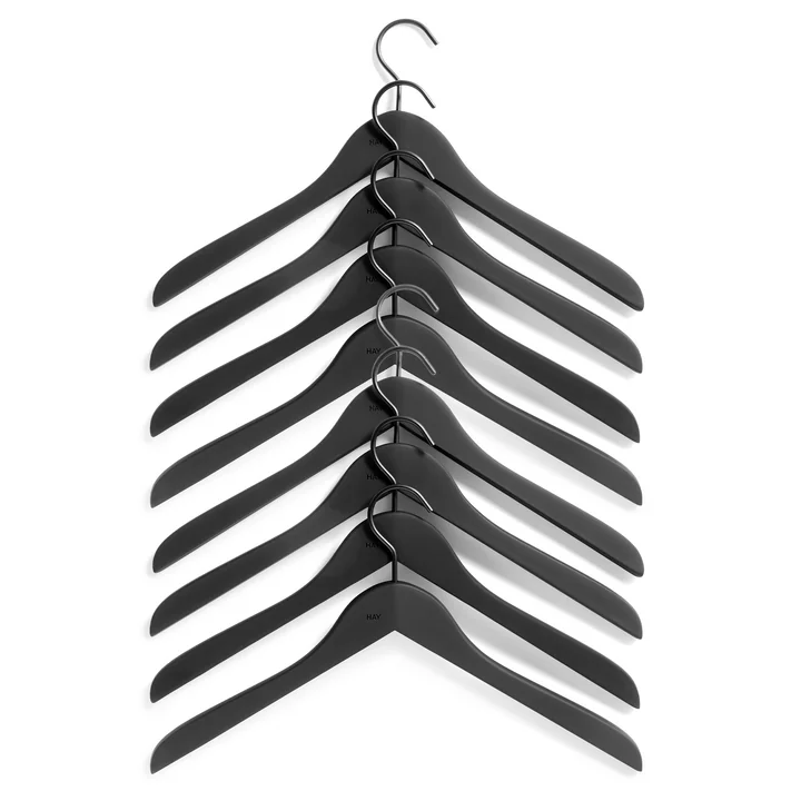 HAY - Soft Coat Kleerhanger slim, zwart (8 stuks)