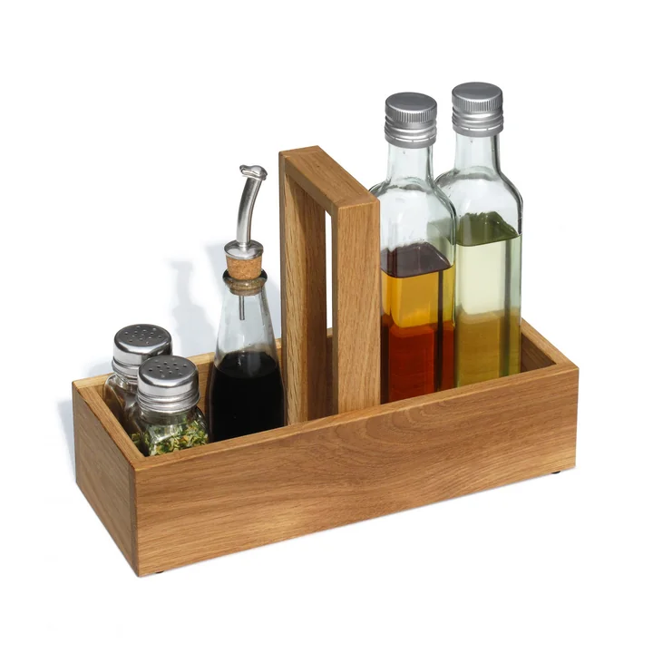 side by side - Tafel met azijnolie, 29 x 10,5 cm, geolied eikenhout