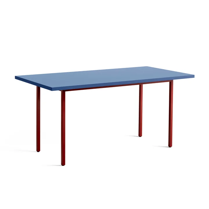 HAY - Tweekleurige eettafel 160 x 82 cm, blauw / kastanjebruin rood