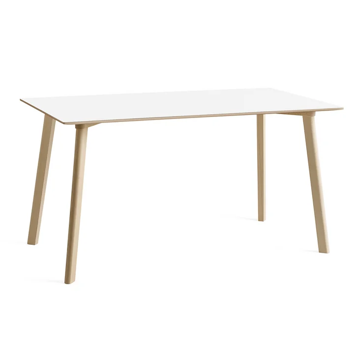 HAY - Copenhague Deux CPH 210 eettafel, 140 x 75 cm, onbehandeld beuken / parelwit laminaat
