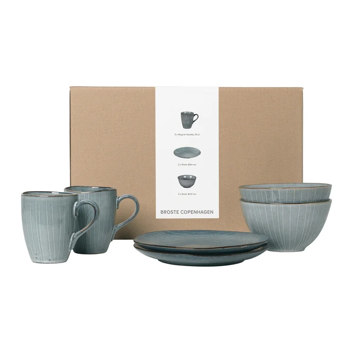 Broste Copenhagen - Nordic Sea Servies ontbijtset, soft blue (6 stuks)