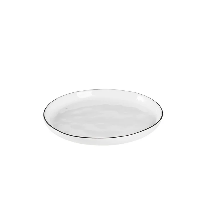 Broste Copenhagen - Salt Zijplaat, Ø 13,8 cm, wit / zwart