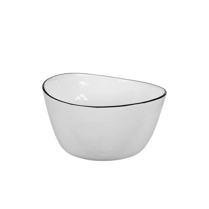 Broste Copenhagen - Salt Kom, 20 x 18,5 x H 11 cm, wit / zwart