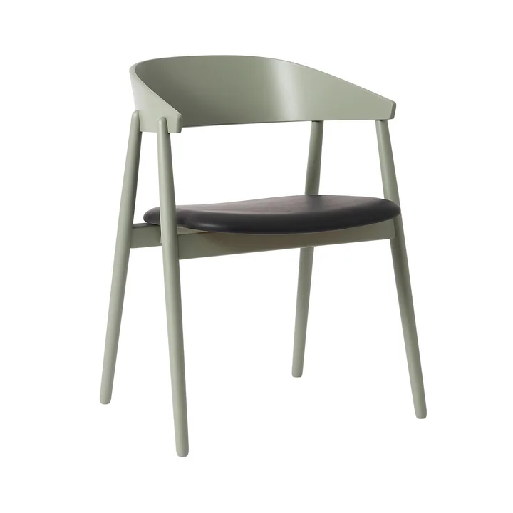 Andersen Furniture - AC2 Stoel, beukengroen RAL 7033 gelakt / PU leer zwart