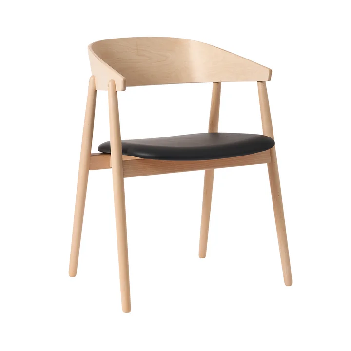 Andersen Furniture - AC2 Stoel, wit gepigmenteerd beuken / zwart PU leer