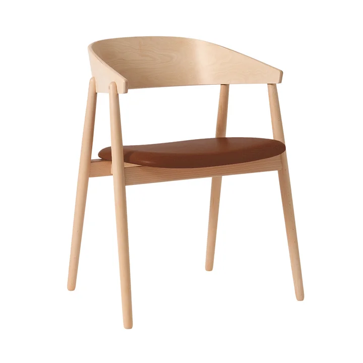 Andersen Furniture - AC2 Stoel, wit gepigmenteerd beuken / bruin PU leer