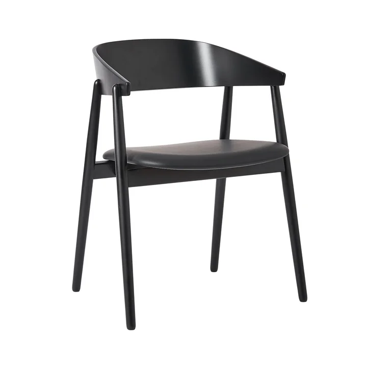 Andersen Furniture - AC2 Stoel, zwart gelakt beuken / zwart PU leer