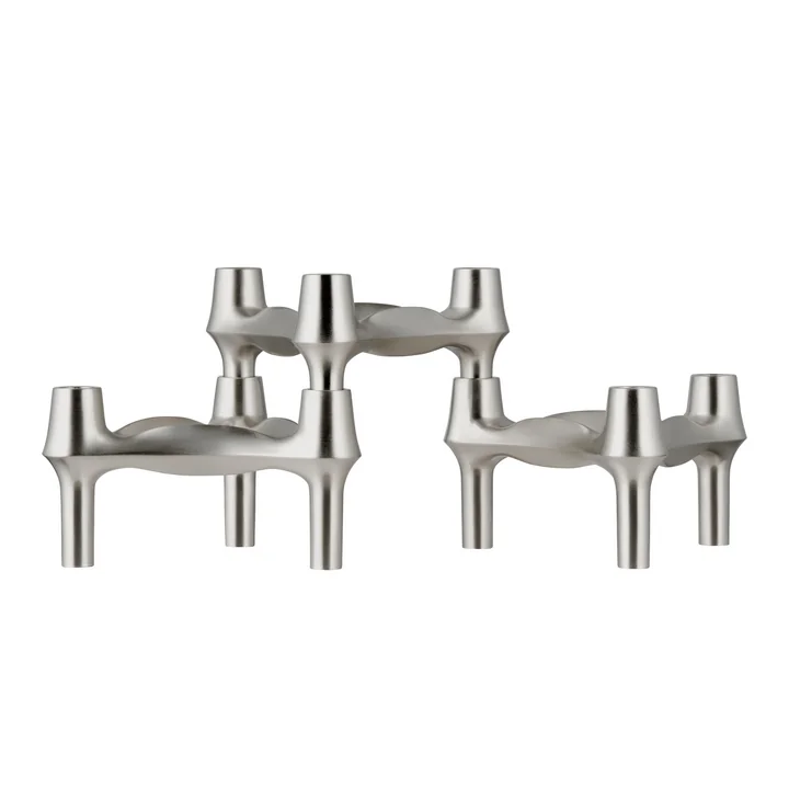 Stoff Nagel - BMF kandelaar, geborsteld chroom (set van 3)