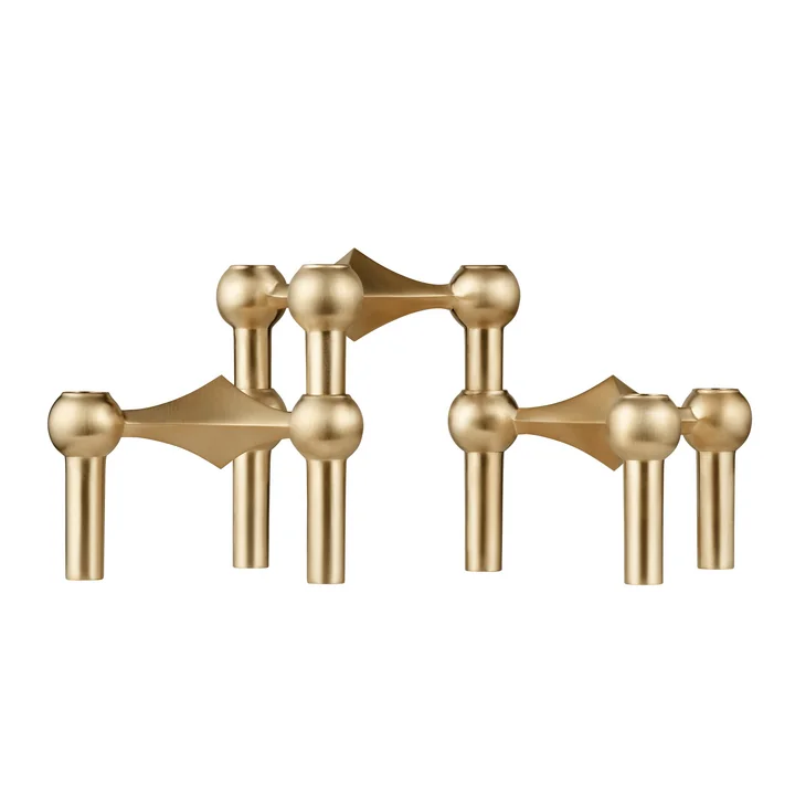 Stoff Nagel - Kaarshouder, geborsteld messing (set van 3)