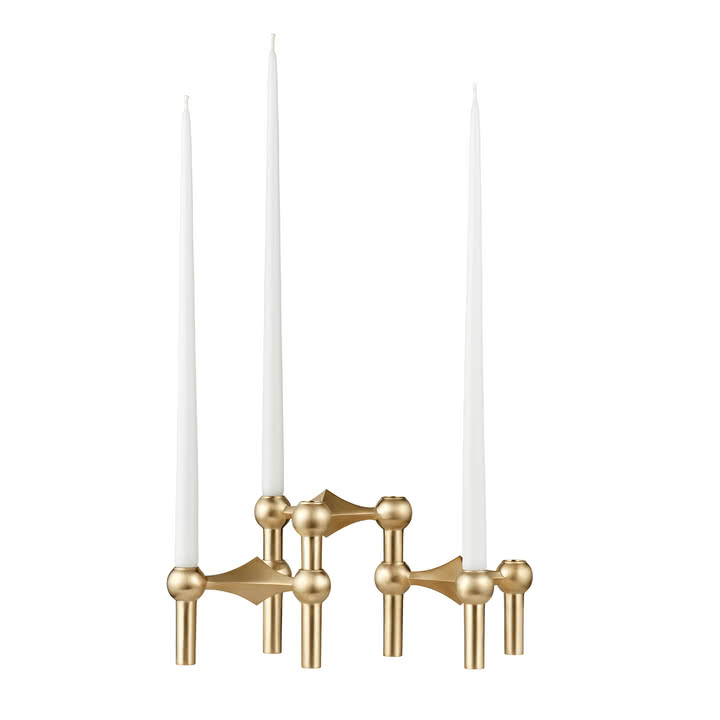 Stoff Nagel - Kaarshouder, geborsteld messing (set van 3)