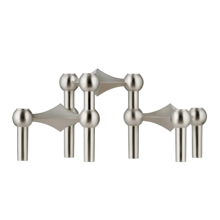 Stoff Nagel - Kaarsenhouder, geborsteld chroom (set van 3)