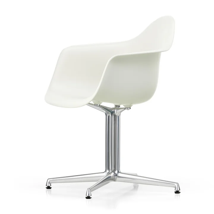 Vitra - Eames Plastic Armchair DAL RE, gepolijst / katoen wit (viltglijders basic donker)