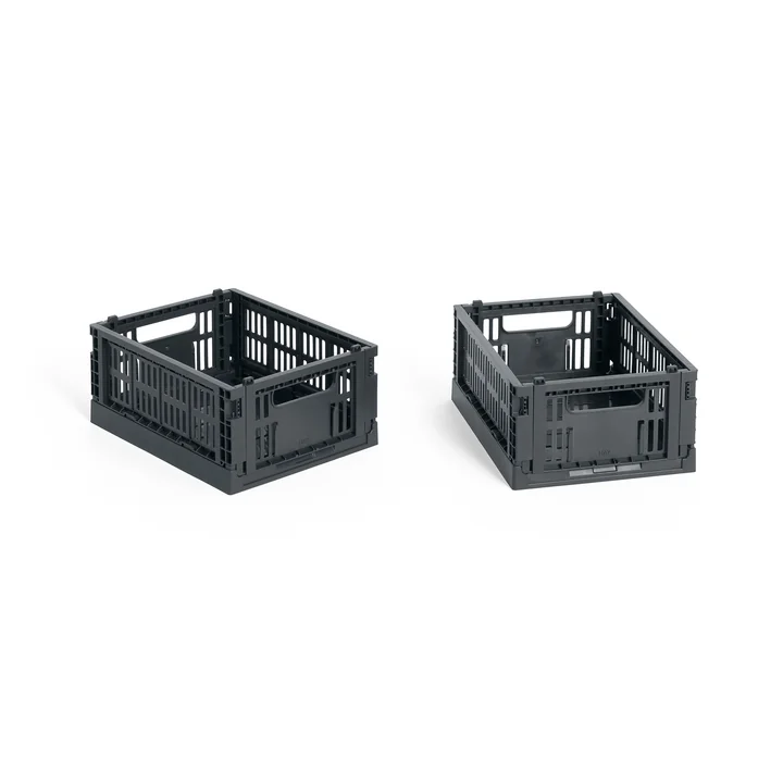 HAY - Colour Crate Mand Mini, 17 x 13 cm, houtskool, recycled (set van 2)