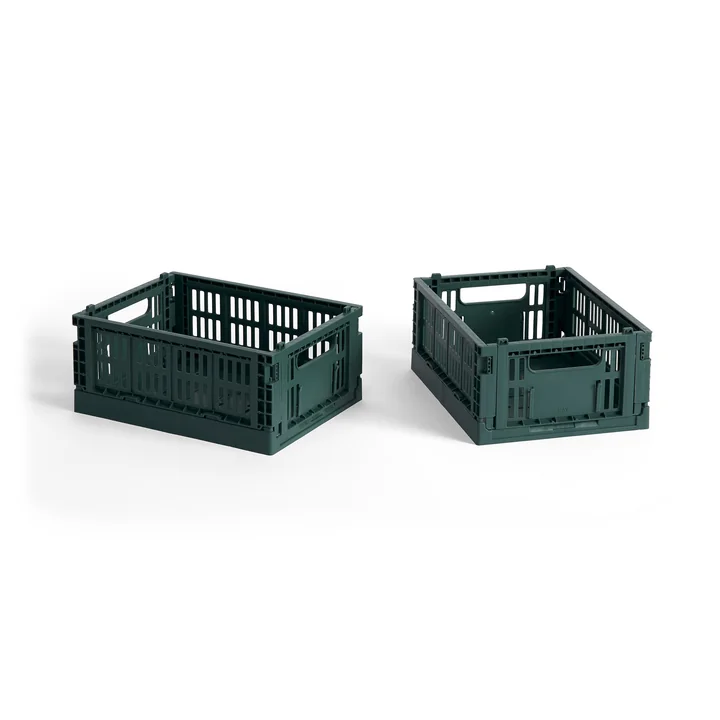 HAY - Colour Crate Mand Mini, 17 x 13 cm, donkergroen, recycled (set van 2)