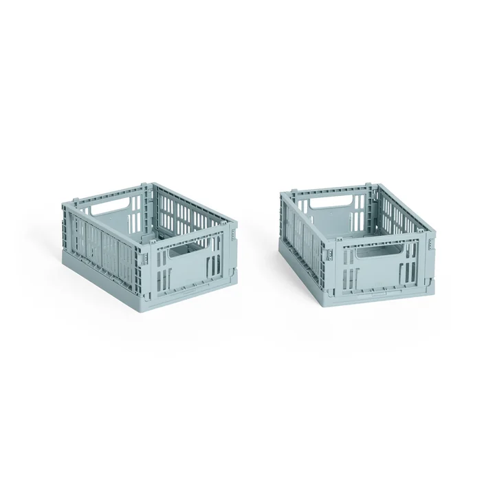 HAY - Colour Crate Mand Mini, 17 x 13 cm, dusty blue, recycled (set van 2)