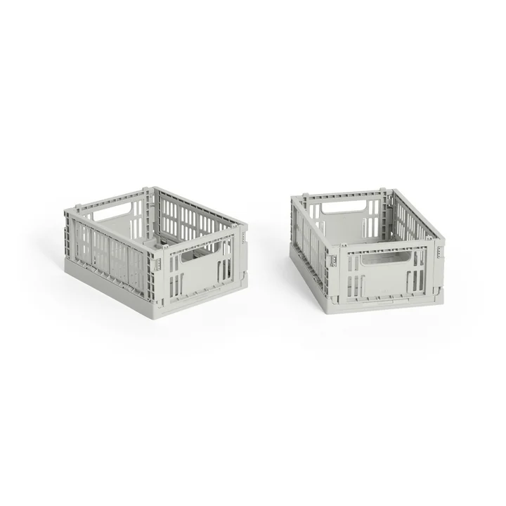 HAY - Colour Crate Mand Mini, 17 x 13 cm, grijs, recycled (set van 2)