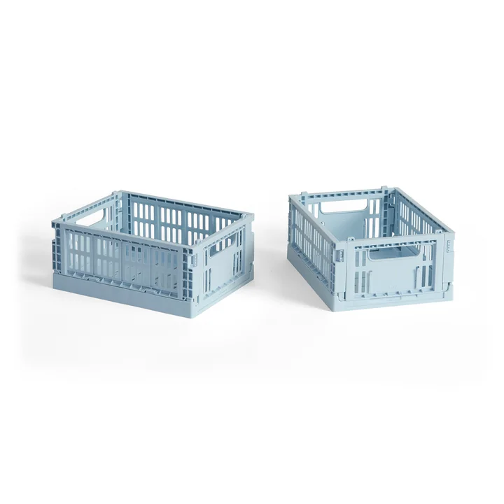 HAY - Colour Crate Mand Mini, 17 x 13 cm, zacht blauw, recycled (set van 2)