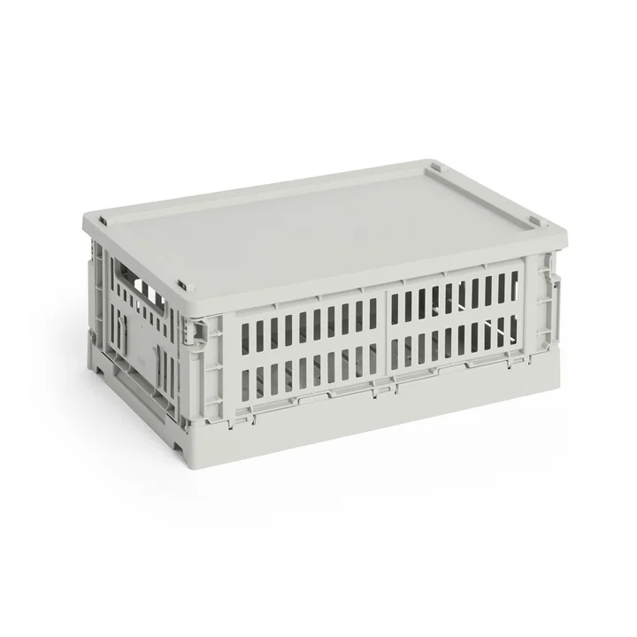 HAY - Colour Crate Mand S, 26,5 x 17 cm, grijs, gerecycled met deksel
