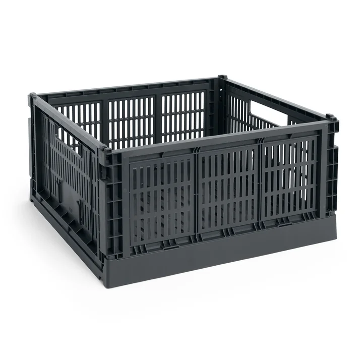 HAY - Colour Crate Basket Vierkant L, 42 x 42 cm, houtskool, gerecycled