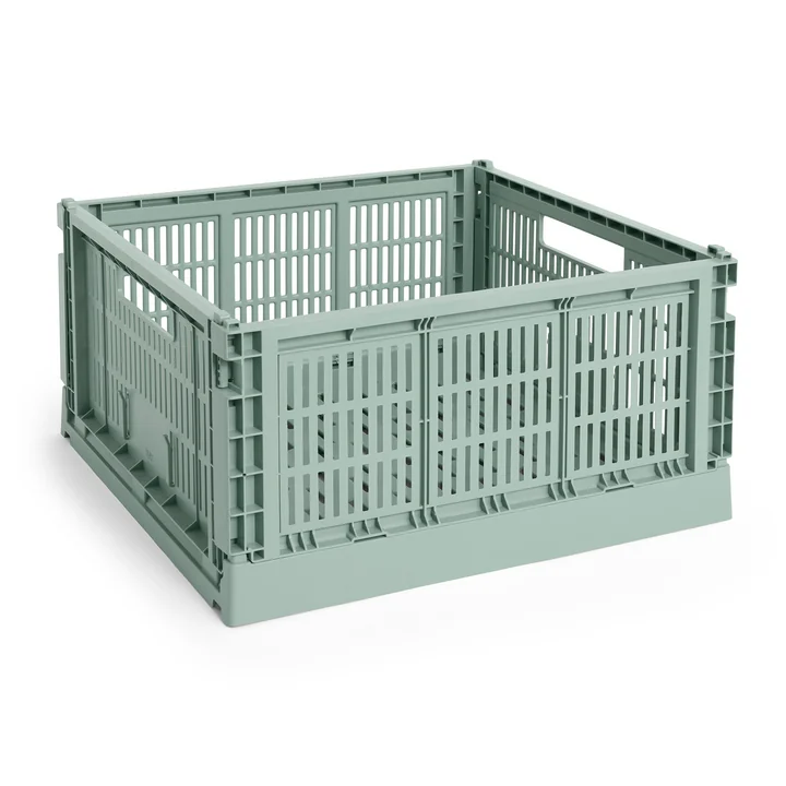 HAY - Colour Crate Basket Vierkant L, 42 x 42 cm, saliegroen, gerecycled